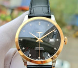 Longines Record Black Dial Black Leather Strap Watch for Men - L2.821.5.57.2 Buy Now By Longines