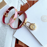 Versace Medusa Lock Icon Gold Dial Red Leather Strap Watch for Women - VEDW00319 Buy Now By Versace