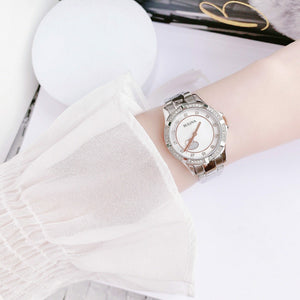 Bulova Crystal Collection Mother of Pearl Dial Silver Steel Strap Watch for Women - 98L232 Buy Now By Bulova