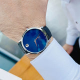 Movado Museum Classic Blue Dial Black Leather Strap Watch for Men - 0607197 Buy Now By Movado