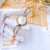 Bulova Crystal Collection Mother of Pearl Dial Gold Steel Strap Watch for Women - 98L225 Buy Now By Bulova