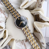 Movado Veturi Quartz Black Dial Two Tone Steel Strap Watch for Women - 0606933 Buy Now By Movado