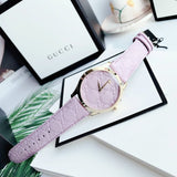 Gucci G Timeless Quartz Lilac Dial Lilac Leather Strap Watch For Women - YA1264098