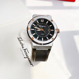 Salvatore Ferragamo F-80 Black Dial Black Rubber Strap Watch For Men - SFHY00120 Buy Now By Salvatore Ferragamo