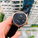 Tissot Le Locle Powermatic 80 Black Dial Black Leather Strap Watch For Men - T006.407.36.053.00 Buy Now By Tissot