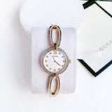 Bulova Crystal Collection Mother of Pearl Dial Gold Steel Strap Watch for Women - 98L225 Buy Now By Bulova