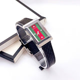 Gucci G-Frame Mother of Pearl Green & Red Dial Black Leather Strap Watch For Women - YA147403 Buy Now By Gucci