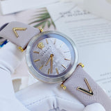 Versace V-Twist Quartz Purple Dial Purple Leather Strap Watch for Women - VELS00219 Buy Now By Versace