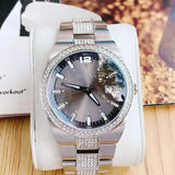 Bulova Crystal Collection Brown Dial Silver Steel Strap Watch for Men - 96B221 Buy Now By Bulova