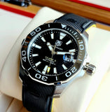 Tag Heuer Aquaracer Calibre 5 Automatic Black Dial Black Rubber Strap Watch for Men - WAY211A.FT6151 Buy Now By Tag Heuer