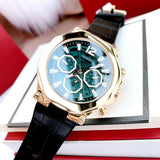 Guess Edge Chronograph Green Dial Black Leather Strap Watch For Men - GW0492G3 Buy Now By Guess