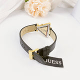 Guess Fame Quartz Gold Dial Black Leather Strap Watch For Women - GW0548L3 Buy Now By Guess