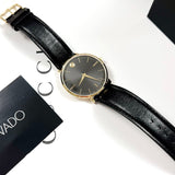Movado Ultra Slim Black Dial Black Leather Strap Watch For Men - 0607087 Buy Now By Movado