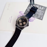 Guess Starlight Black Dial Black Rubber Strap Watch for Women - W0846L1 Buy Now By Guess