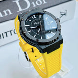 Salvatore Ferragamo F-80 Classic Black Dial Yellow Rubber Strap Watch for Men - SFHY01522 Buy Now By Salvatore Ferragamo