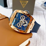 Guess Phoenix Multifunction Blue Dial Blue Rubber Strap Watch for Men - GW0202G4 Buy Now By Guess