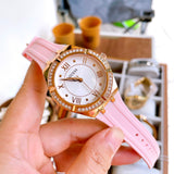 Guess Cosmo Diamonds Silver Dial Pink Silicone Strap Watch for Women - GW0034L3 Buy Now By Guess