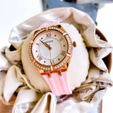 Guess Cosmo Diamonds Silver Dial Pink Silicone Strap Watch for Women - GW0034L3 Buy Now By Guess