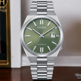 Citizen x Pantone Automatic Peaceful Green Dial Silver Steel Strap Watch For Men - NJ0158-89Z Buy Now By Citizen
