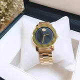 Movado Bold Black Dial Gold Steel Strap Unisex Watch - 3600397 Buy Now By Movado