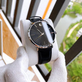 Movado Ultra Slim Black Dial Black Leather Strap Watch For Men - 0607086 Buy Now By Movado