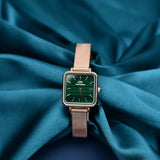 Daniel Wellington Quadro Studio Green Dial Rose Gold Mesh Strap Watch For Women - DW00100520 Buy Now By Daniel Wellington