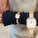 Daniel Wellington Quadro Studio White Dial Rose Gold Mesh Strap Watch For Women - DW00100517 Buy Now By Daniel Wellington
