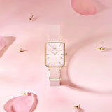Daniel Wellington Quadro Pressed Mother of Pearl Pink Dial Pink Nylon Strap Watch For Women - DW00100509 Buy Now By Daniel Wellington
