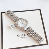 Gucci G Timeless Diamonds Mother of Pearl Dial Silver Steel Strap Watch For Women - YA126506 Buy Now By Gucci