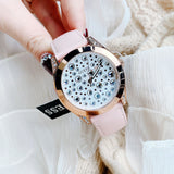 Guess Wonderlust Beige Dial Pink Leather Strap Watch for Women - W1065L1 Buy Now By Guess