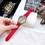 Guess Cosmo Diamonds Gold Dial Red Rubber Strap Watch for Women - GW0034L6 Buy Now By Guess