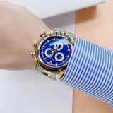 Versace V-Ray Chronograph Quartz Blue Dial Two Tone Steel Strap Watch For Men - VE2I01021 Buy Now By Versace