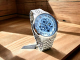 Fossil Townsman Automatic Skeleton Blue Dial Silver Steel Strap Watch for Men - ME3073 Buy Now By Fossil