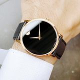 Movado Museum Classic Black Dial Black Leather Strap Watch for Men - 0607196 Buy Now By Movado