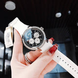 Michael Kors Sidney Multifunction Black Dial White Silicone Strap Watch For Women - MK6947 Buy Now By Michael Kors