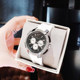 Michael Kors Sidney Multifunction Black Dial White Silicone Strap Watch For Women - MK6947 Buy Now By Michael Kors