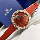Swarovski Crystal Frost Red Dial Red Leather Strap Watch for Women - 5519226 Buy Now By Swarovski