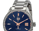 Tag Heuer Carrera Quartz Diamonds Blue Dial Silver Steel Strap Watch for Women - WAR1114.BA0601 Buy Now By Tag Heuer