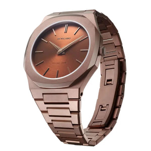D1 Milano Ultra Thin Brown Dial Gold Steel Strap Watch for Unisex - D1-UTBJ10 Authentic Buy Shop Now