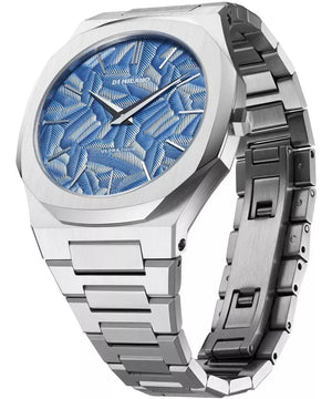 D1 Milano Ultra Thin Olympic Blue Dial Silver Steel Strap Watch for Men - D1-UTBJ35 Authentic Buy Shop Now
