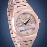 D1 Milano Ultra Thin Marble Dial Rose Gold Steel Strap Watch for Women - D1-UTBL14 Authentic Buy Shop Now