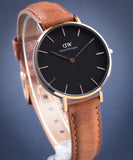 Daniel Wellington Classic Petite Durham Black Dial Brown Leather Strap Watch For Women - DW00100166 Buy Now By Daniel Wellington