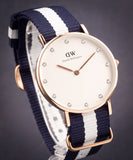 Daniel Wellington Classy Glasgow White Dial Two Tone Nylon Strap Watch For Women - DW00100078 Buy Now By Daniel Wellington