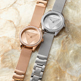 Guess Tri Glitz Quartz Diamonds Rose Gold Dial Rose Gold Mesh Bracelet Watch For Women - W1142L4 Buy Now By Guess