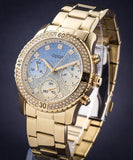 Guess Confetti Diamonds Gold Dial Gold Steel Strap Watch for Women - W0774L2 Buy Now By Guess