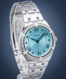 Guess Cosmo Diamonds Turquoise Dial Silver Steel Strap Watch for Women - GW0033L7 Buy Now By Guess