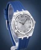 Guess Cosmo Diamonds Silver Dial Blue Rubber Strap Watch for Women - GW0034L5 Buy Now By Guess