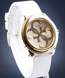 Guess G-Twist Gold Dial White Rubber Strap Watch for Women - W0911L7 Buy Now By Guess