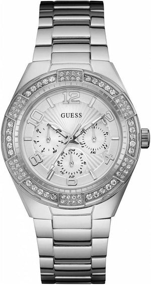 Guess Luna Diamonds Silver Dial Silver Steel Strap Watch for Women - W0729L1 Buy Now By Guess