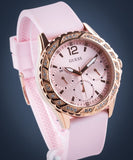 Guess Sparkling Diamonds Pink Dial Pink Rubber Strap Watch for Women - W0032L9 Buy Now By Guess